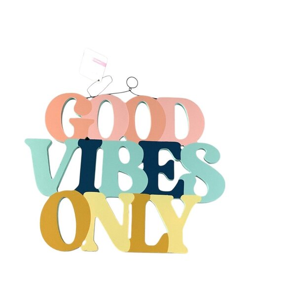 Good Vibes Only Wall Decor Hanging Sign Multicolor Wood Ashland Summer Fair - Picture 1 of 7